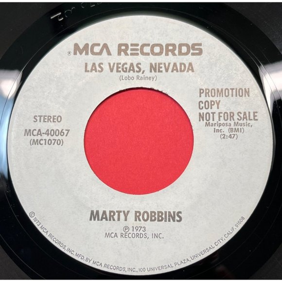 Marty Robbins A Man and a Train / Las Vegas Nevada 45 Country Promo MCA 40067 - Picture 2 of 4